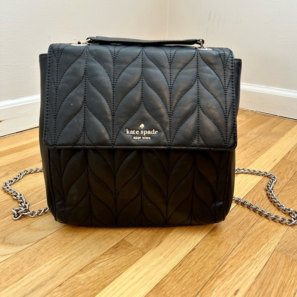 Kate Spade New York! Briar Lane Black Quilted Brayden Convertible Backpack